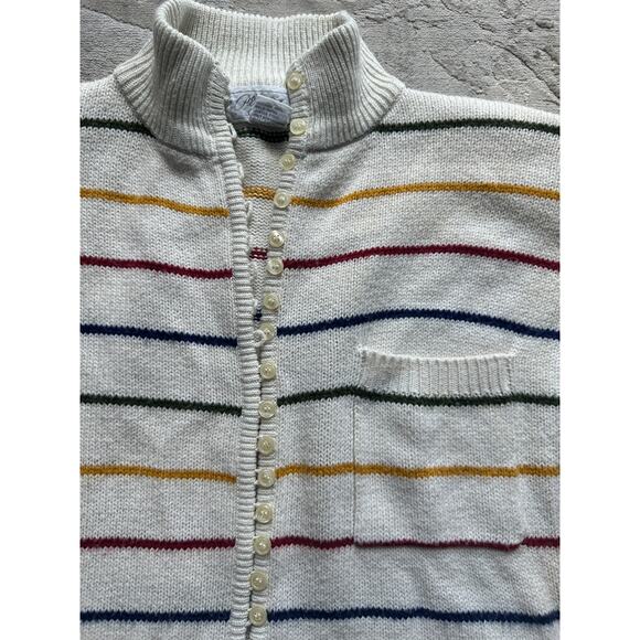 Vintage Style Striped Cardigan Sweater Women’s Button Up Collared Knit M - Picture 5 of 7